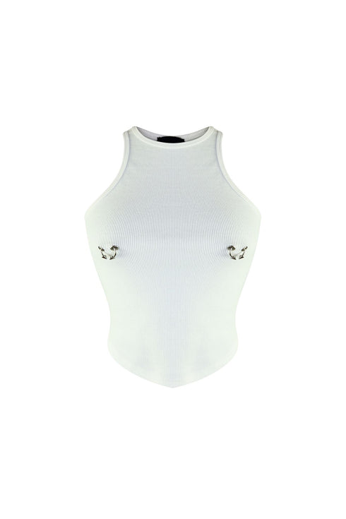 Stunning Piercing Detail Ribbed Top